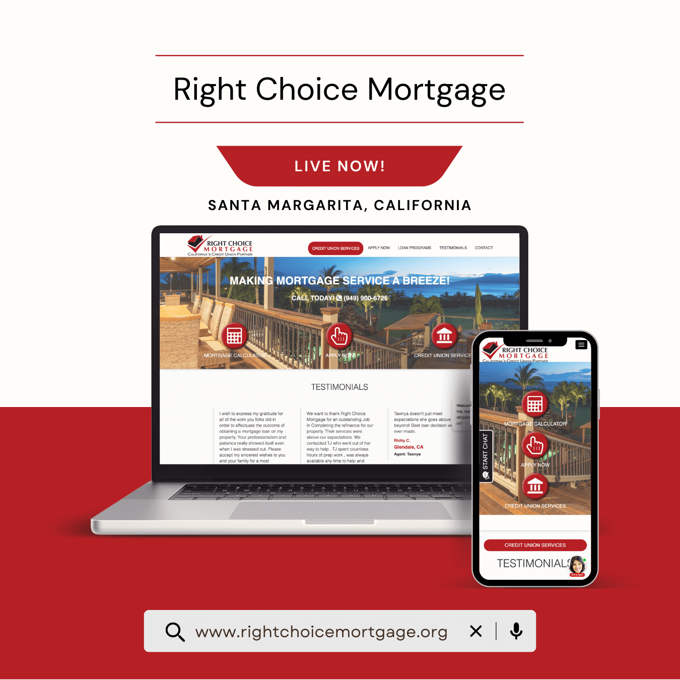 Right Choice Mortgage Home Screen
